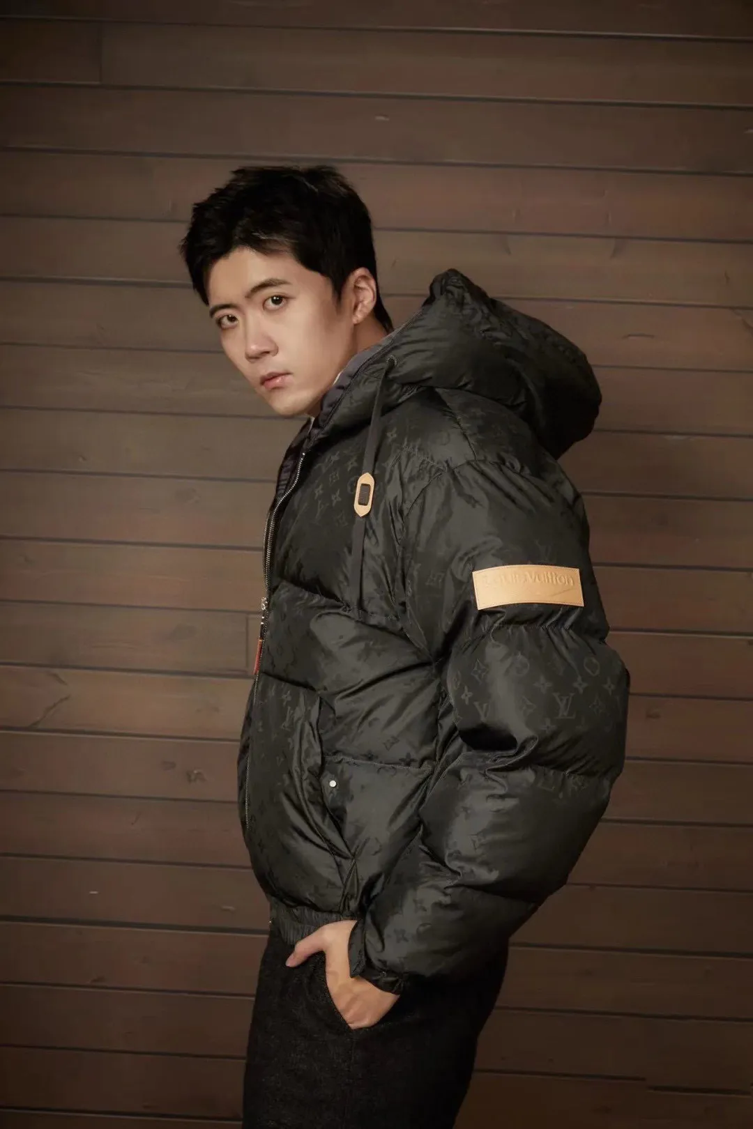 Louis Vuitton/Louis Vuitton SKI Ski Series Dark Pattern Armband Hooded Down Jacket